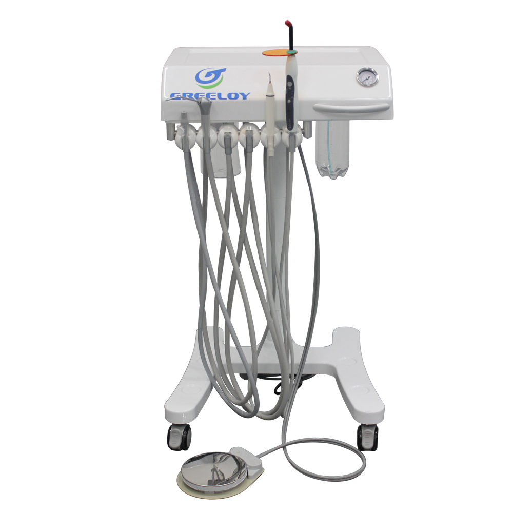 Greeloy Unidade de carrinho odontológico móvel GU-P302 com compressor de ar GU-P300+ fotopolimerizador+ Peça de Mão Para