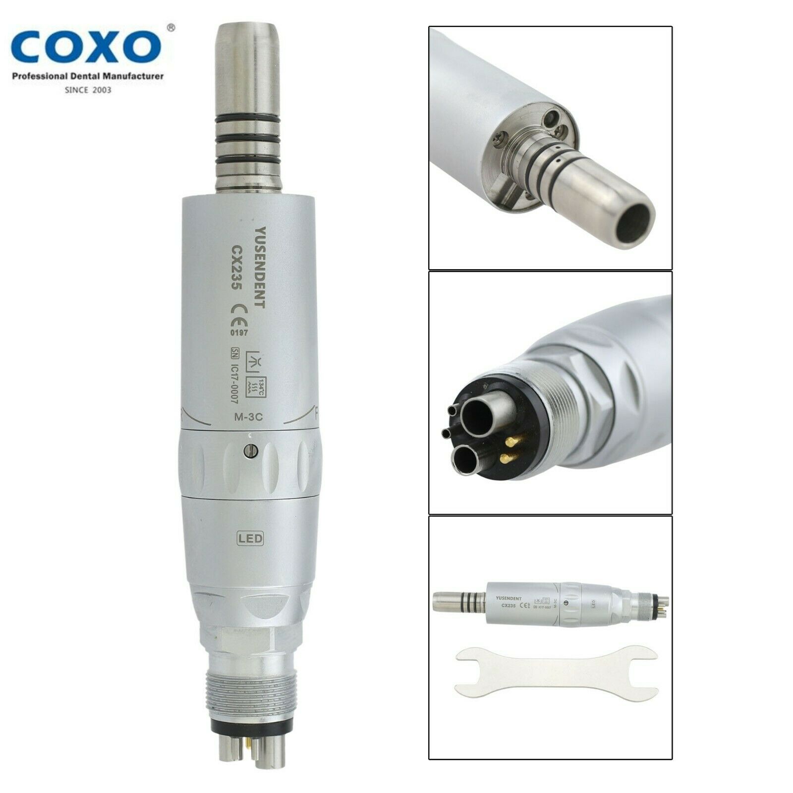 YUSENDENT COXO CX235-3C Odontológica LED Fibra ótica Micromotor Neumatico 6 Furos Tipo E Compatível com NSK KAVO