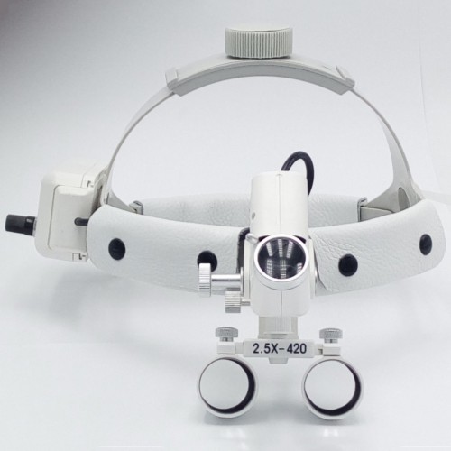2.5X420mm Arco de cabelo lupas binoculares cirúrgicas com LED Farol DY-105