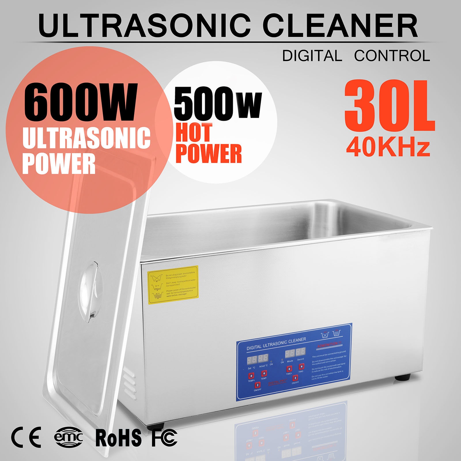30L Aço Inoxidável Limpador ultrassónico JPS-100A