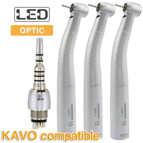 YUSENDENT® COXO CX207-GK-PQ Dental Fibra Óptica Turbina Odontológica compatível com KAVO (com acoplador x1 + Turbina x3)