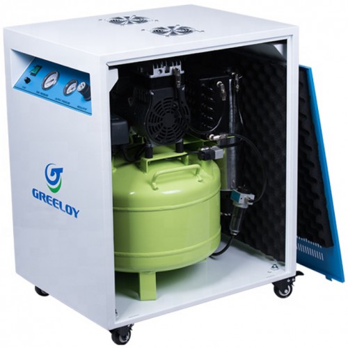 Greeloy® GA-81XY Compressor de ar odontológico sem óleo com secador e gabinete silencioso