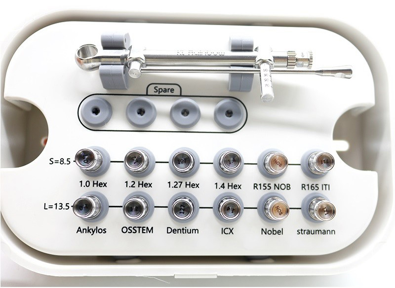 Chave de torque para implante dentário Catraca 10-70NCM 12 * Drivers de implante e 1 * Suporte de kit de chave de implan