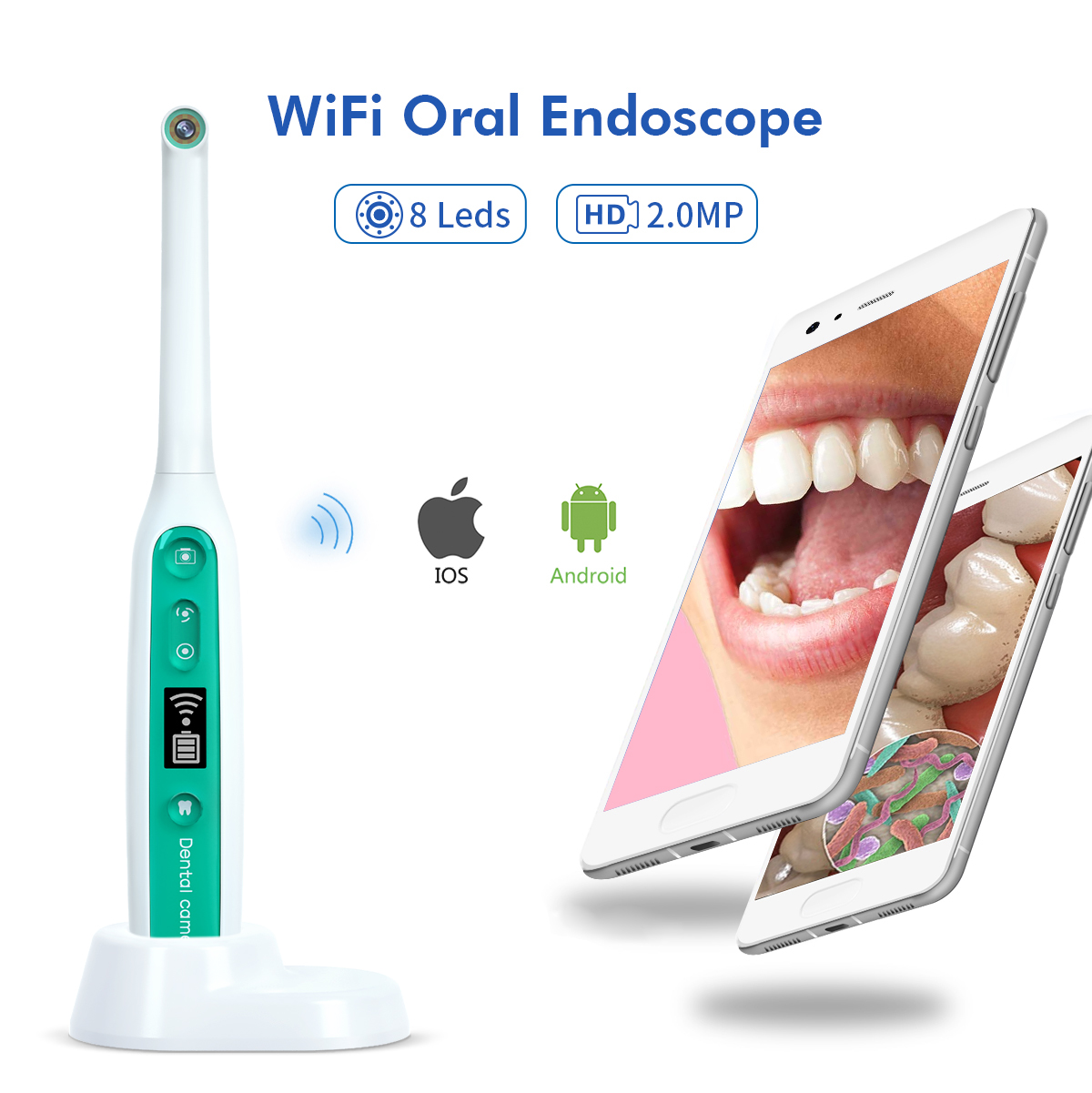 Câmera Intra Oral Sem Fi para inspeção bucal Wifi 1080P HD Android IOS APP Microscópio Digital