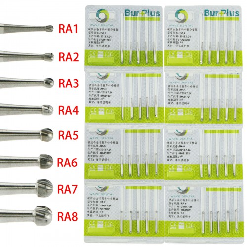 10 Pacotes WAVE Dental Broca redonda de metal duro com trava de tungstênio em baixa velocidade RA 1 2 3 4 5 6 7 8