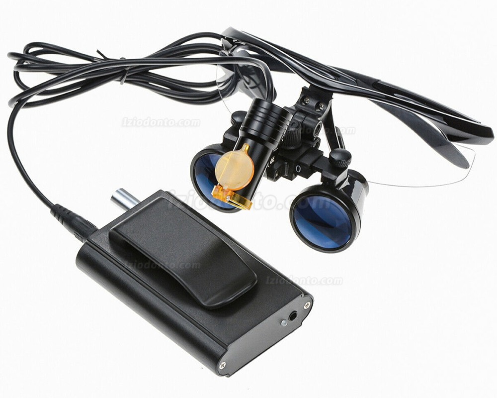 Dental 5W LED Fotoforo Cirurgico com filtro e prendedor de cinto + lupa binocular 3,5X