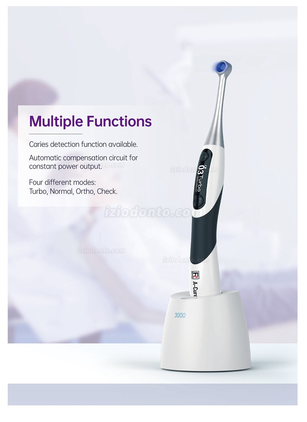 Refine A-Cure Plus Wireless Dental LED Curing Light With Light Meter & Caries Detection