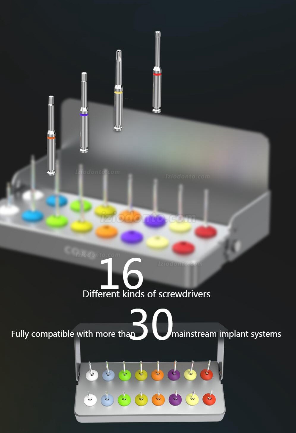 YUSENDNET COXO C-TW1 Kit de chave de torque universal para implantes dentários com 16 chaves de fenda