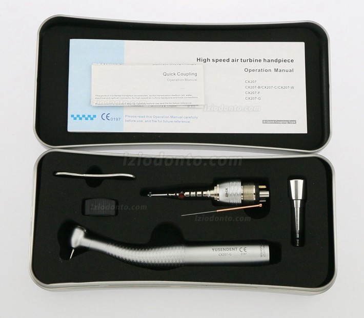 YUSENDENT® COXO CX207-GK-PQ Dental Fibra Óptica Turbina Odontológica compatível com KAVO (com acoplador x1 + Turbina x3)