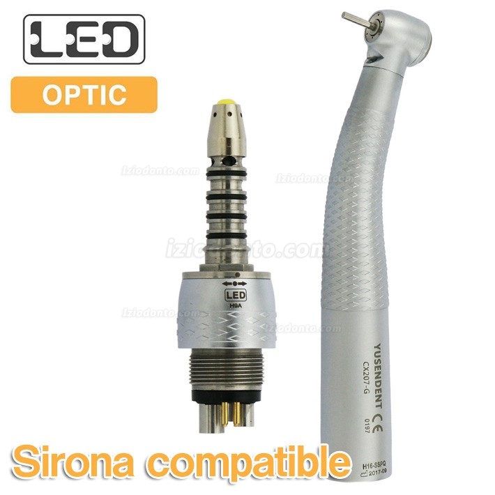 YUSENDENT® CX207-GS-PQ Dental Fibra Óptica Turbina Handpiece Sirona Compatível (Com Acoplador x1 + Turbina x3)