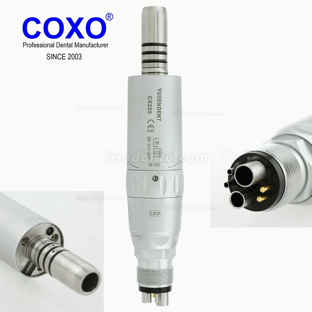 YUSENDENT COXO CX235-3C Odontológica LED Fibra ótica Micromotor Neumatico 6 Furos Tipo E Compatível com NSK KAVO