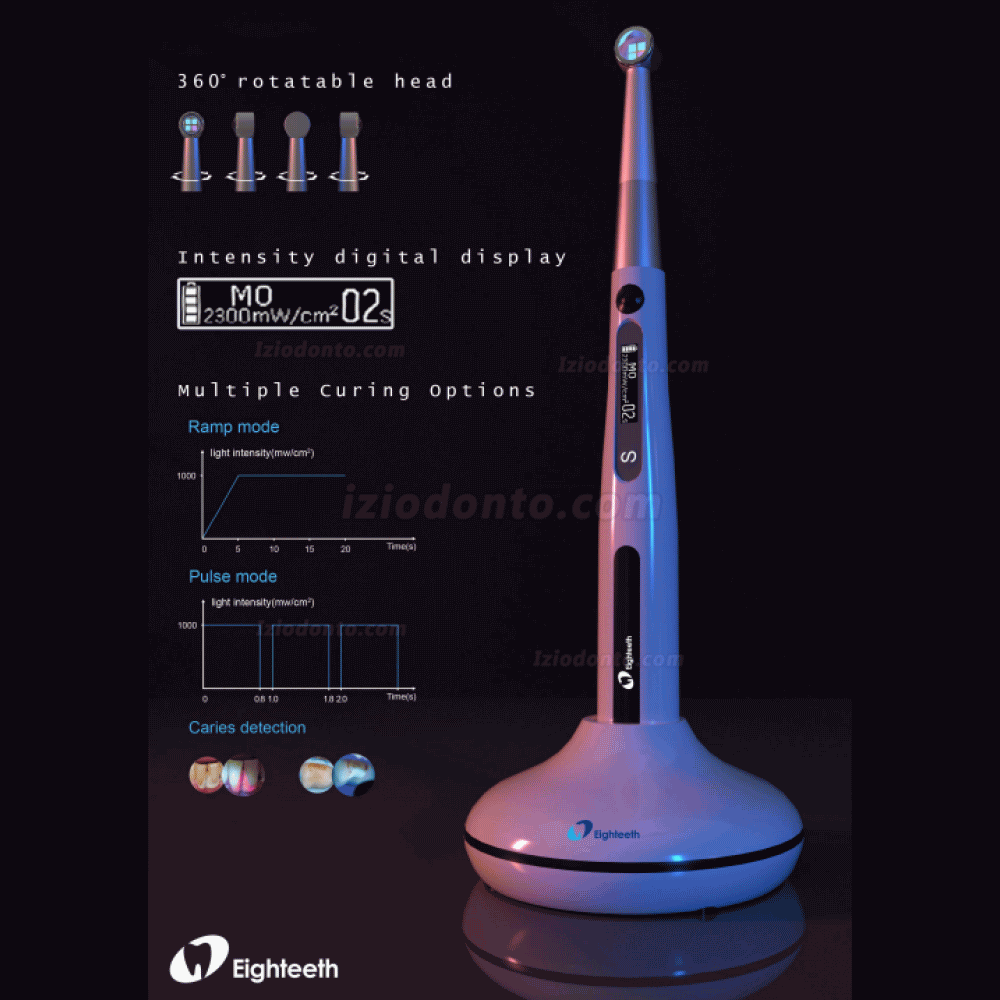 Eighteeth Curingpen Fotopolimerizadora LED sem fio dental com detector de cárie