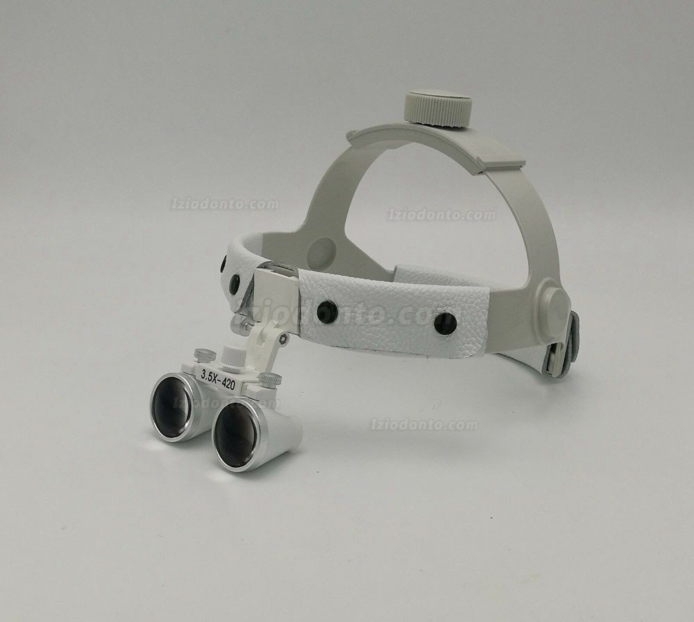 3.5X420mm Fita de Cabeça Lupa Binocular Cirurgica Odontologico + Fotoforo Cirurgico LED