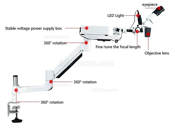 10X Microscópio cirúrgico odontológico microscópio cirúrgico endodôntico montado em mesa