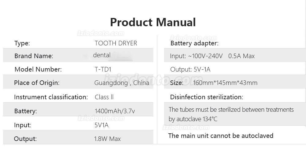 Secador de dentes elétrico para laboratório dentário