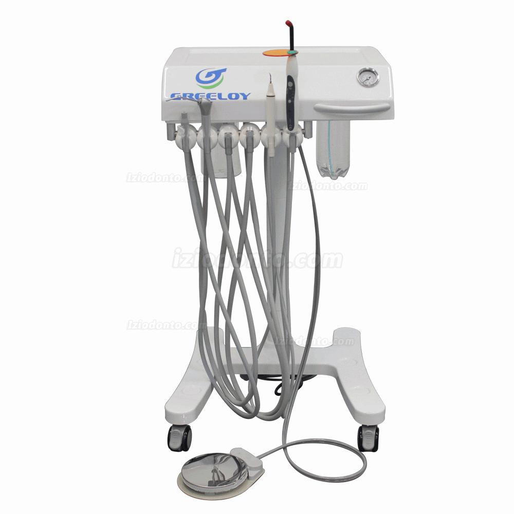 Greeloy Unidade de carrinho odontológico móvel GU-P302 com compressor de ar GU-P300+ fotopolimerizador+ Peça de Mão Para