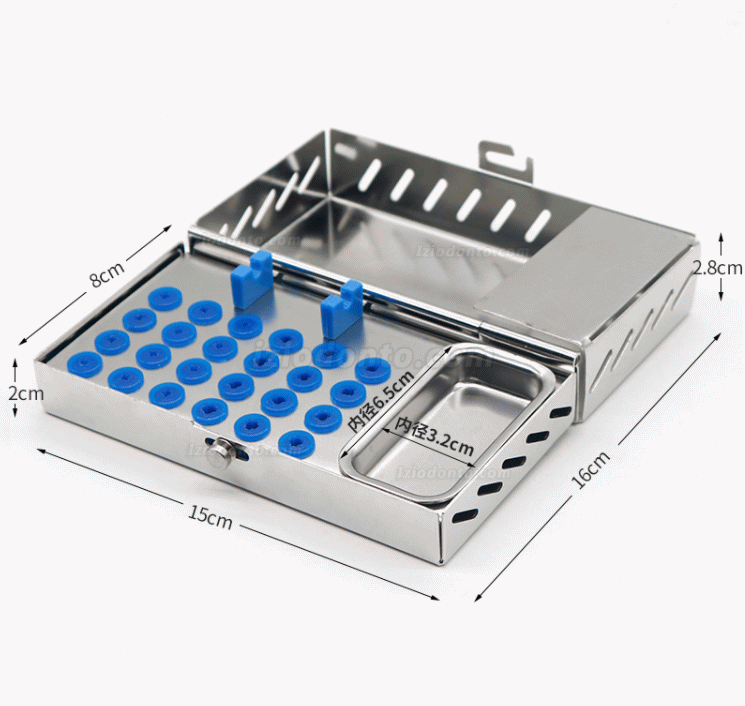 1Pcs Caixa de armazenamento do kit de ferramentas para implante dentário em aço inoxidável