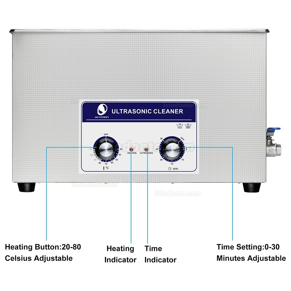 30L Limpador ultrassónico aço inoxidável com controle mecânico de temperatura e tempo