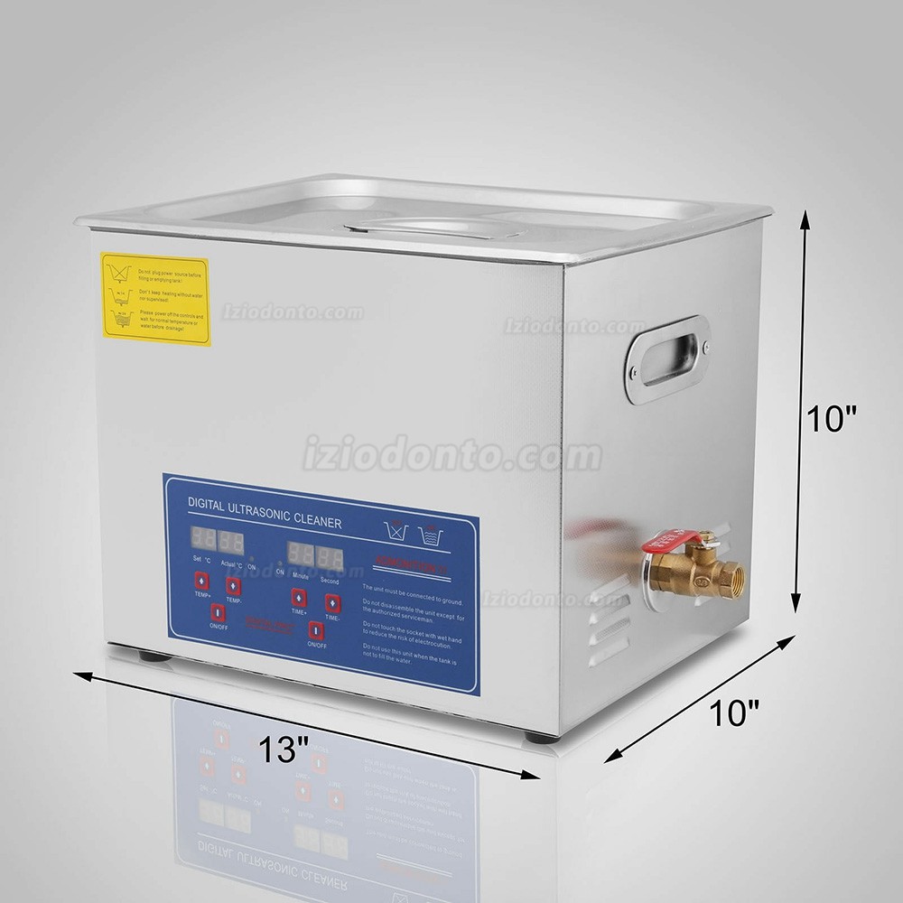 10L Limpador ultrassónico aço inoxidável Indústria com função de aquecimento e temporizador