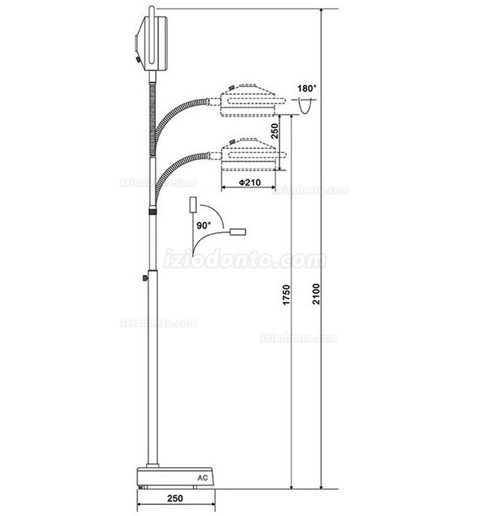 KWS® Foco Cirúrgico Móvel Lâmpada Cirúrgica LED Luz de exame KD-2012D-3