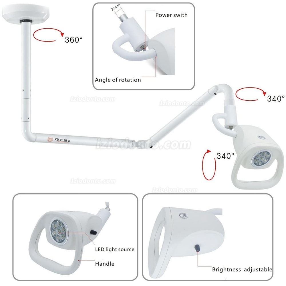 KD-2021W-2 21W Foco Cirúrgico de teto odontológica Shadowles Lâmpada Cirúrgica LED