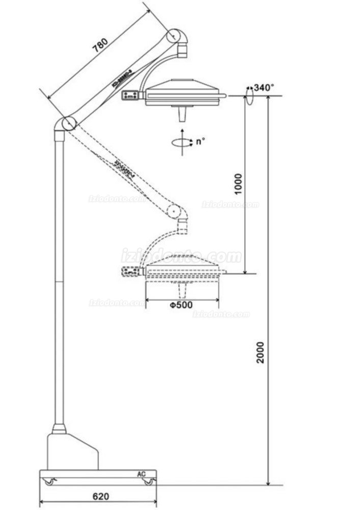 KWS KD-2036D-3 108W Foco Cirúrgico Móvel Lâmpada Cirúrgica LED Sem sombra Lâmpada de Exame Oral