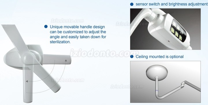 Foco Cirúrgico de teto odontológica Shadowles Lâmpada Cirúrgica 6 LED com braço