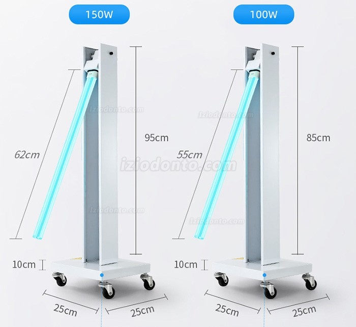 100W/150W Esterilizador UV móvel carrinho carrinho lâmpada UVC de desinfecção com rodas