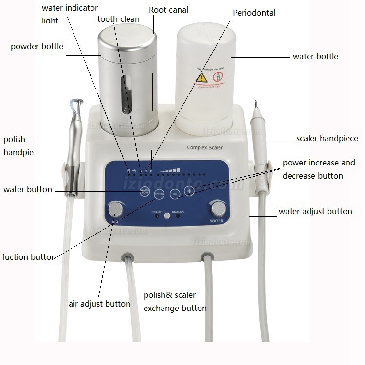 YS 2 In 1 Jato de Bicarbonato e Ultrassom Odontológico Scaler Jet Led YS-CS-A(5E)